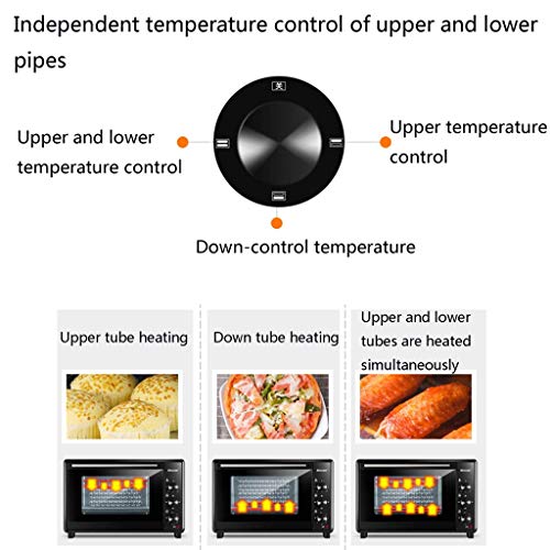 ZJDK Mini Horno 40L Temperatura Ajustable 0-230 ℃ y 60 Minutos Posición de asado de Cinco Capas Horno eléctrico multifunción multifunción para el hogar Puede Asar Pollo Entero 1600W