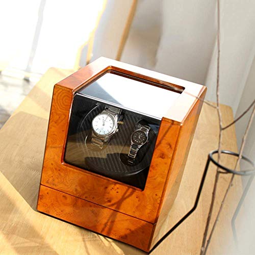 ZJZ Caja enrolladora de Reloj enrolladora automática de Reloj Caja de Relojes Dobles Placa de Vidrio Transparente a Prueba de Polvo Dos potencias