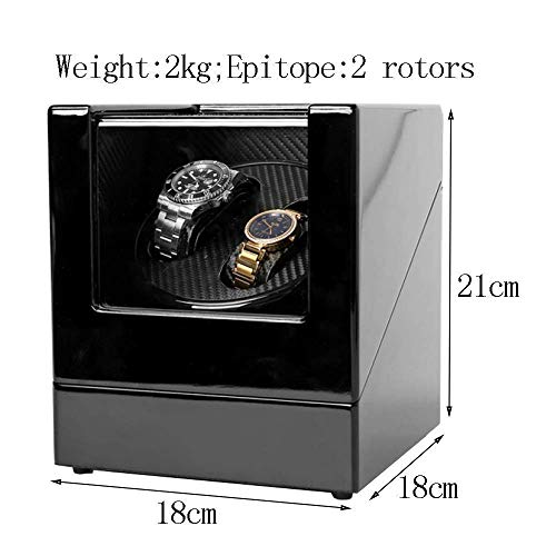 ZJZ Caja enrolladora de Reloj enrolladora automática de Reloj Caja de Relojes Dobles Placa de Vidrio Transparente a Prueba de Polvo Dos potencias