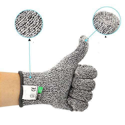 ZLQF Guantes anticortes,certificación EN 388,Protección Nivel 5 de Alto Rendimiento, Aptos para Uso alimentario (1 par),S