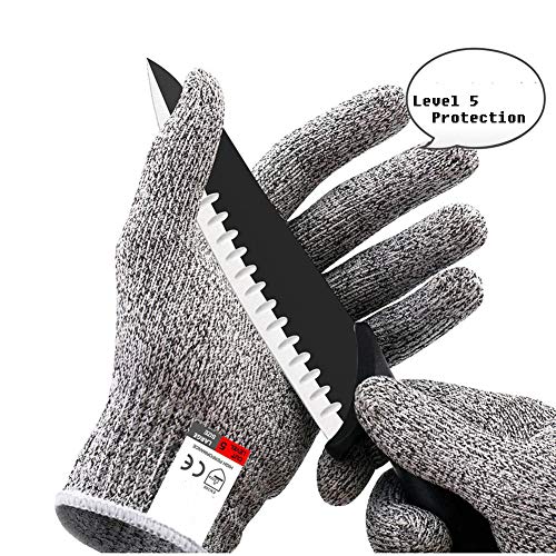 ZLQF Guantes anticortes,certificación EN 388,Protección Nivel 5 de Alto Rendimiento, Aptos para Uso alimentario (1 par),S