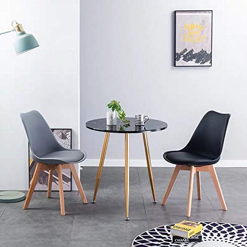 ZMALL - Juego de 4 sillas de comedor modernas para interiores sin brazos laterales con patas de madera maciza acolchadas y suaves ideales para comedor, cocina, sala de estar, dormitorio (negro)