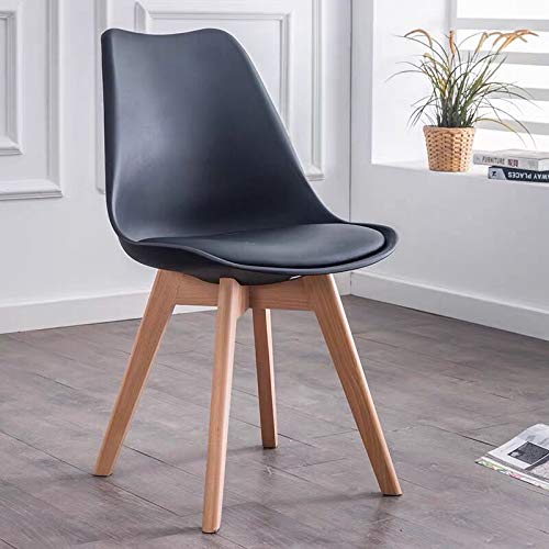 ZMALL - Juego de 4 sillas de comedor modernas para interiores sin brazos laterales con patas de madera maciza acolchadas y suaves ideales para comedor, cocina, sala de estar, dormitorio (negro)
