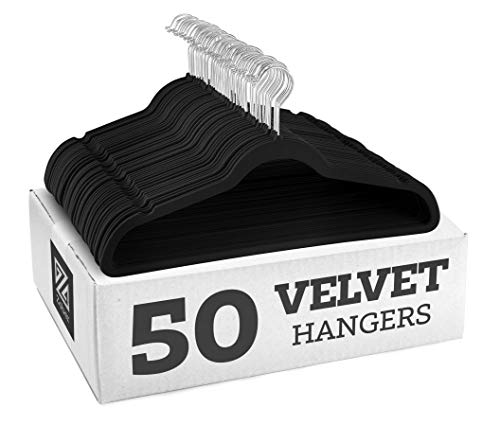 ZOBER Perchas Terciopelo Antideslizantes (50 Unidades) Gancho Giratorio 360 Grados Ahorra Espacio Resistente Duradero hasta 4,5 kg. Abrigos Chaquetas Pantalones y Ropa de Vestir
