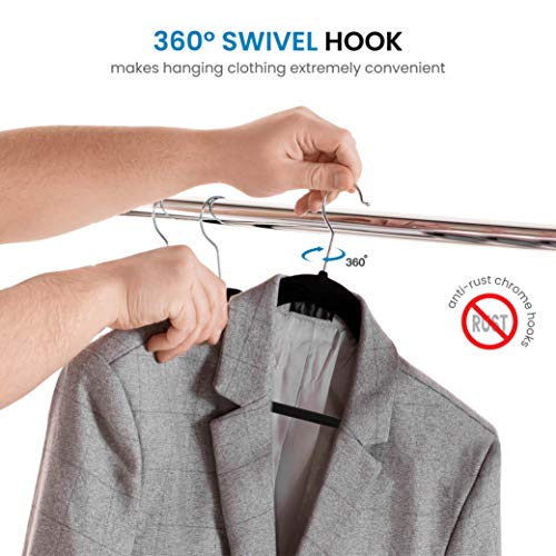 ZOBER Perchas Terciopelo Antideslizantes (50 Unidades) Gancho Giratorio 360 Grados Ahorra Espacio Resistente Duradero hasta 4,5 kg. Abrigos Chaquetas Pantalones y Ropa de Vestir