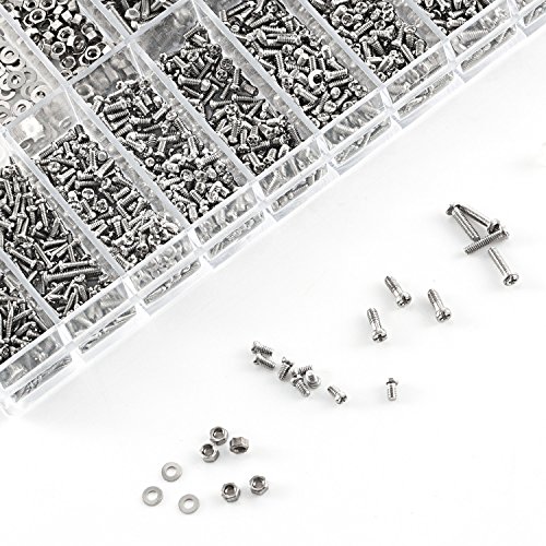 ZOEON Tornillos Gafas, 1000Pcs Tornillo para Gafas,Relojes,Tornillos Tuercas Kit de Reparación con Destornillador