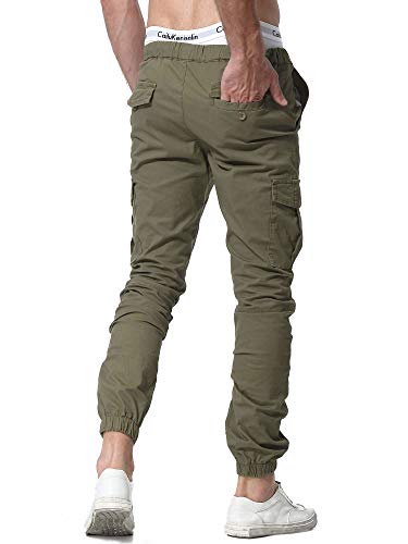 ZOEREA Pantalones Hombre Casuales Deporte Elásticos Joggers Largos Pants con Bolsillos Algodón Slim Fit Cargo Trouser de Hombres
