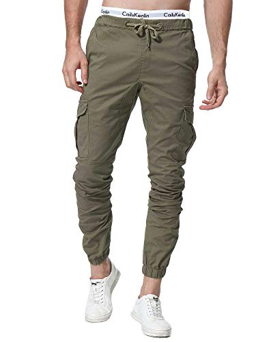 ZOEREA Pantalones Hombre Casuales Deporte Elásticos Joggers Largos Pants con Bolsillos Algodón Slim Fit Cargo Trouser de Hombres