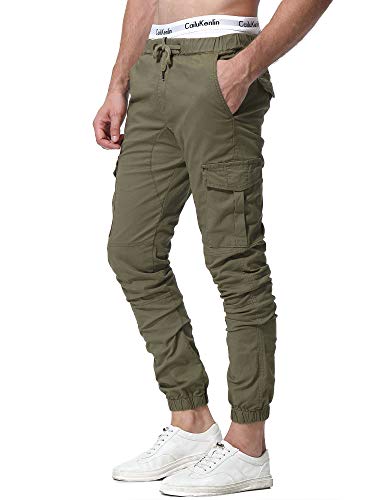 ZOEREA Pantalones Hombre Casuales Deporte Elásticos Joggers Largos Pants con Bolsillos Algodón Slim Fit Cargo Trouser de Hombres