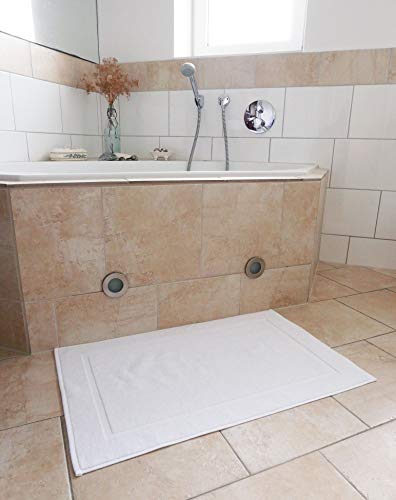 ZOLLNER 2 alfombras de baño, 100% algodón, 50x80 cm, Blanco