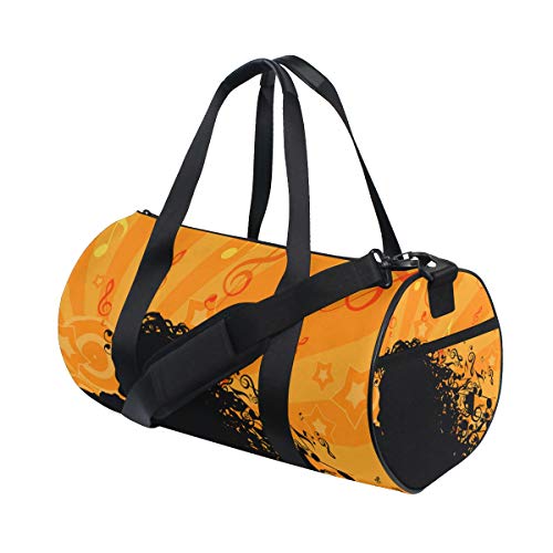 ZOMOY Bolsa de Deporte，Silueta Mujer Cabeza Música Cabello，Nuevo Cilindro de impresión Bolsas de Ejercicios Bolsa de Viaje Equipaje Bolsa de Lona