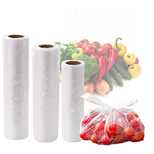 Zonfer 100pcs / Rollo 28 * 25 Cm Transparente Paquete Bolsas De Almacenamiento De Alimentos Congelados Bolsas Reciclable Compras De Operadores para Supermercado Compras Frigorífico