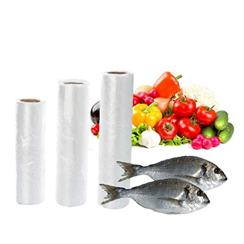 Zonfer 100pcs / Rollo 28 * 25 Cm Transparente Paquete Bolsas De Almacenamiento De Alimentos Congelados Bolsas Reciclable Compras De Operadores para Supermercado Compras Frigorífico
