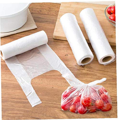 Zonfer 100pcs / Rollo 28 * 25 Cm Transparente Paquete Bolsas De Almacenamiento De Alimentos Congelados Bolsas Reciclable Compras De Operadores para Supermercado Compras Frigorífico