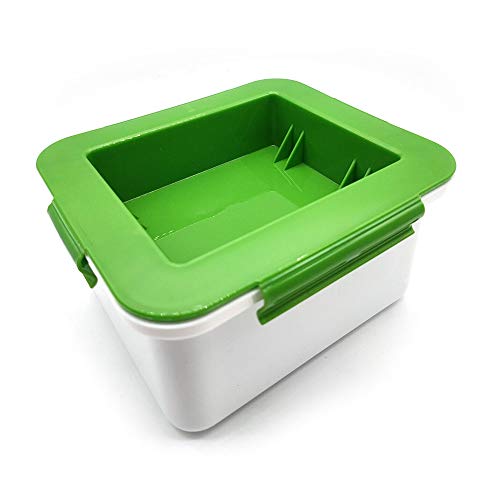 ZONJIE Press Drainer elimina fácilmente el agua del tofu, el drenaje incorporado Ultimate Presser para evitar desorden, simple y eficaz: diseño premium de tres capas, seguro para lavavajillas, verde