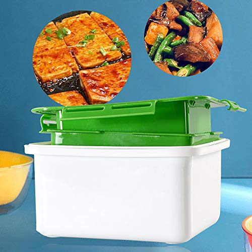 ZONJIE Press Drainer elimina fácilmente el agua del tofu, el drenaje incorporado Ultimate Presser para evitar desorden, simple y eficaz: diseño premium de tres capas, seguro para lavavajillas, verde