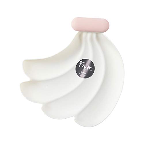 ZOOMY Platos de Aperitivos creativos con Forma de plátano Nueces Compartimento de Frutas Tazón Caja de Dulces - Blanco