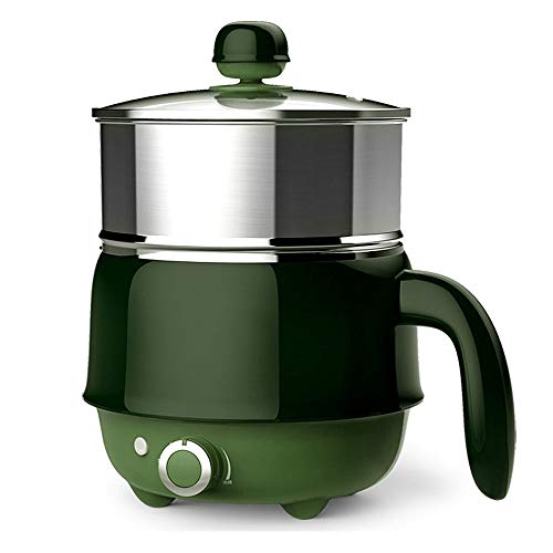 ZOUJUN Eléctrica Hot Pot, Multi-función Antiadherente Sartén rápidos Fideos Cocina 1.5L Mini Olla de Carne, Huevo, arroz Frito, Ramen, harina de Avena, Sopa con (Color: Verde)
