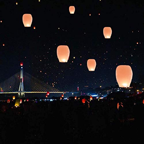 ZPPZ Linternas de Papel Farolillo celestiales Chinas, 10 Piezas Linternas de Papel de Vuelo Chino Lámparas de Velas de la Vela para la Navidad, víspera de Año Nuevo, fFesta del Deseo