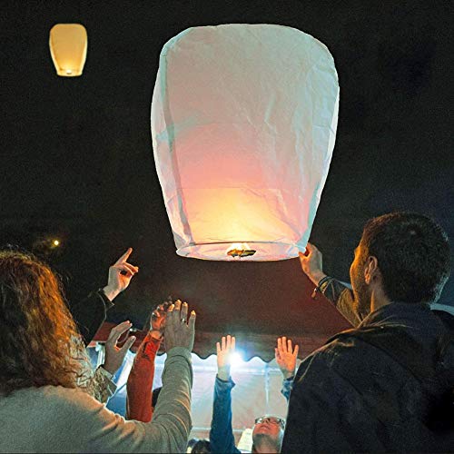 ZPPZ Linternas de Papel Farolillo celestiales Chinas, 10 Piezas Linternas de Papel de Vuelo Chino Lámparas de Velas de la Vela para la Navidad, víspera de Año Nuevo, fFesta del Deseo