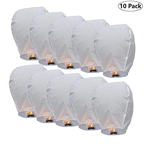 ZPPZ Linternas de Papel Farolillo celestiales Chinas, 10 Piezas Linternas de Papel de Vuelo Chino Lámparas de Velas de la Vela para la Navidad, víspera de Año Nuevo, fFesta del Deseo