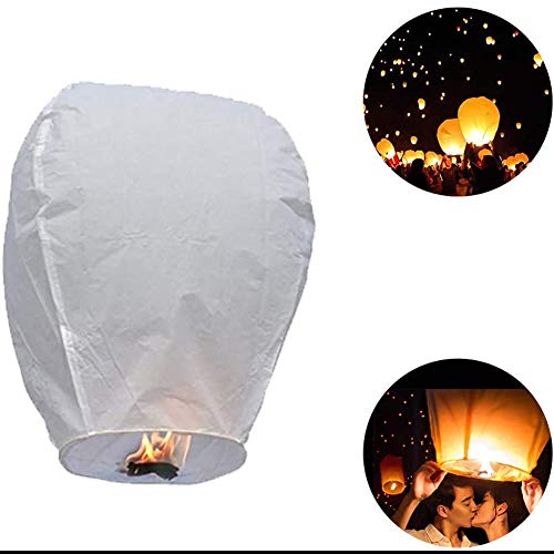 ZPPZ Linternas de Papel Farolillo celestiales Chinas, 10 Piezas Linternas de Papel de Vuelo Chino Lámparas de Velas de la Vela para la Navidad, víspera de Año Nuevo, fFesta del Deseo