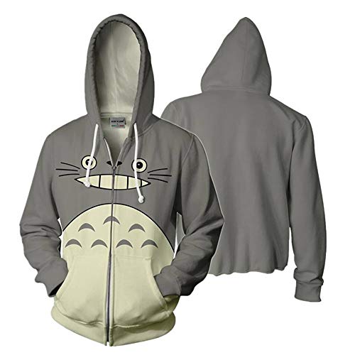 ZRSH Hombre 3D Mi Vecino Totoro impresión Sudadera con Capucha Manga Larga Cremallera Completa Jersey único con Capucha con Bolsillo Grande,3XL