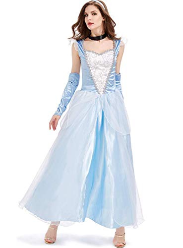 ZSM Roles de Halloween Cine y Televisión de la Mujer Princesa del Vestido de Cosplay Outfits Princesa Azul de la Reina de Gasa Vestido de la Falda del Vestido YMIK (Size : M)