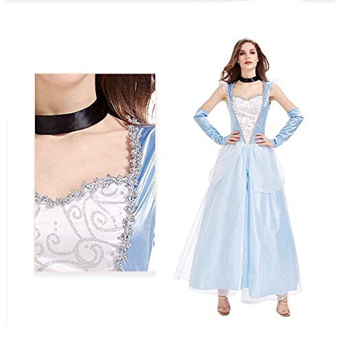 ZSM Roles de Halloween Cine y Televisión de la Mujer Princesa del Vestido de Cosplay Outfits Princesa Azul de la Reina de Gasa Vestido de la Falda del Vestido YMIK (Size : M)