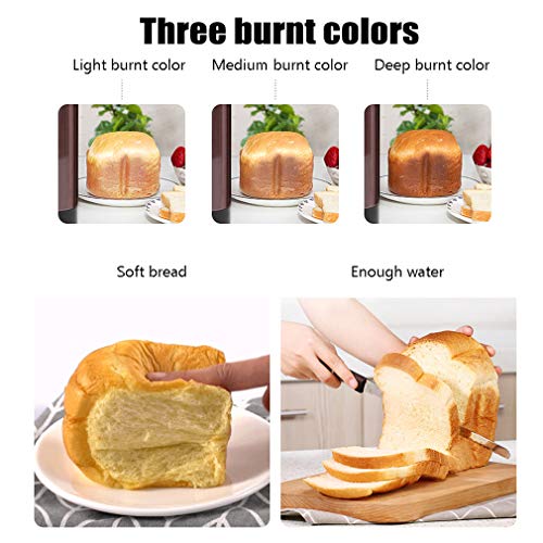 ZTGL Máquina para Hacer Pan con Dispensador, Tostadoras de Acero Inoxidable, 500/750/1000 Gramos, 19 Programas para Cocinar y Amasar, Blanco