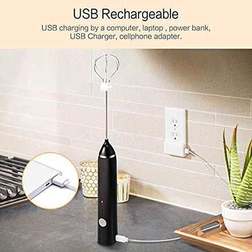 ZUEN 2 En 1 USB De Carga Batidor De Huevo Un Interruptor del Botón 3 De Velocidad Ajustable Desmontable Duración De Vida Fácil De Limpiar Novedades para La Cocina,Blanco