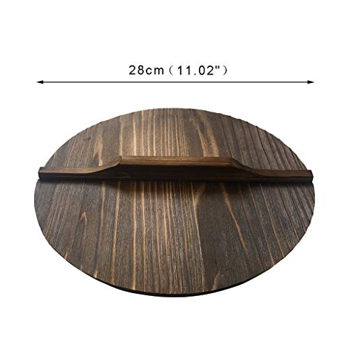 Zunruishop Tapa Domo Tapa de Madera Natural de Madera Tapa de la Olla Cubierta del Plato de 11"-16,5" Cast Iron Wok Stir Fry Pan Accesorios Cubiertas de Almacenamiento de Alimentos (tamaño : 28cm)