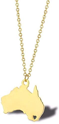 ZVBEP Collar de Acero Inoxidable Collar de Mapa de Australia Prefectura de Oceanía Collar en Forma de corazón Best Friends Move House Joyería Regalo