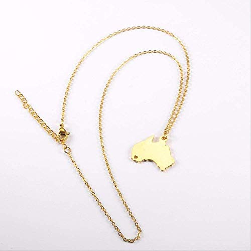 ZVBEP Collar de Acero Inoxidable Collar de Mapa de Australia Prefectura de Oceanía Collar en Forma de corazón Best Friends Move House Joyería Regalo