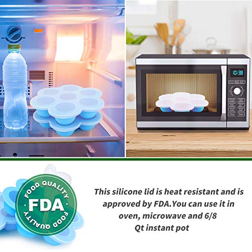 Zwini 2 Piezas Congelar Silicona Bandeja Molde para mordeduras de Huevo, ollas instantáneas, 6,8 qt, ollas a presión, bandejas para congelar Alimentos para bebés con Tapa