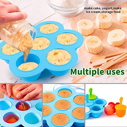 Zwini 2 Piezas Congelar Silicona Bandeja Molde para mordeduras de Huevo, ollas instantáneas, 6,8 qt, ollas a presión, bandejas para congelar Alimentos para bebés con Tapa