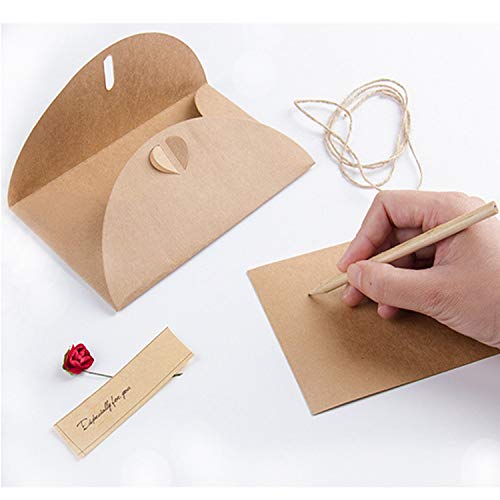 ZWOOS 9PCS Tarjeta de Felicitación Papel Kraft Sobres en Blanco con Flores Secas Postal Decorada para Cada Ocasión