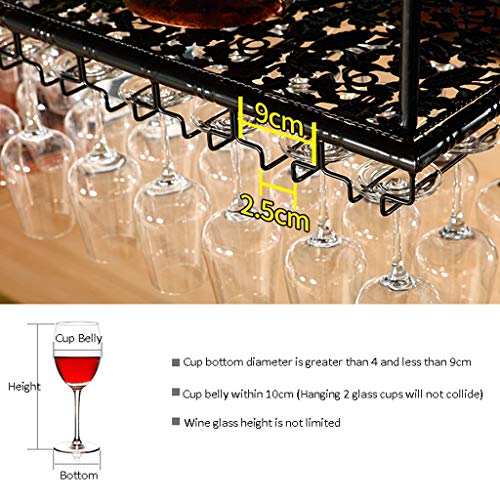 ZWW Botelleros Colgante Stemware Holder para Barra de Cocina, Rack y Gancho Stemware Wine Glass Rack Debajo de gabinete de Almacenamiento