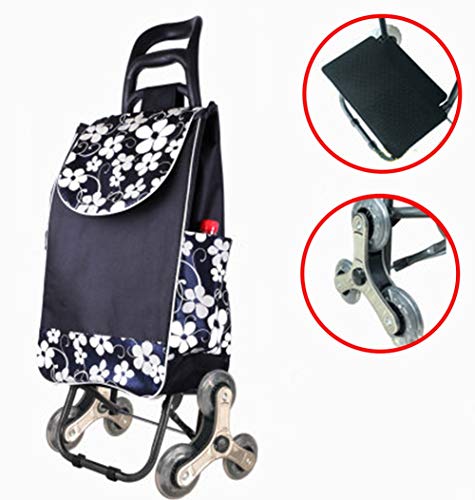ZXCV Carrito De La Compra, Carro De La Compra, con 6 Ruedas, Bolsa De Tela Impermeable ExtraíBle, Puede Subir Escaleras, Cargar Y Comprar FáCilmenteblack