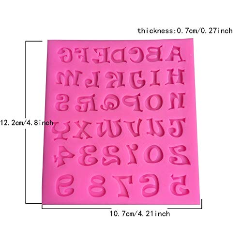 ZXCVB 3D 26 Letras + números arábigos Formas Molde de Fondant Silicona azúcar artesanía decoración de   Pasteles Herramientas de Pasta de Goma Molde de Bricolaje