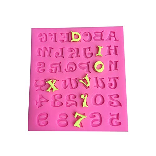 ZXCVB 3D 26 Letras + números arábigos Formas Molde de Fondant Silicona azúcar artesanía decoración de   Pasteles Herramientas de Pasta de Goma Molde de Bricolaje