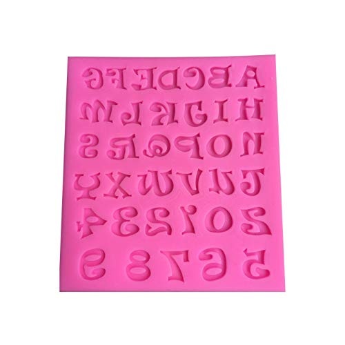 ZXCVB 3D 26 Letras + números arábigos Formas Molde de Fondant Silicona azúcar artesanía decoración de   Pasteles Herramientas de Pasta de Goma Molde de Bricolaje