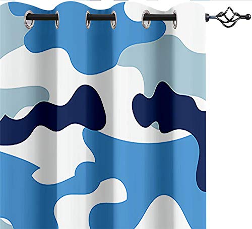 ZXDYLY Cortinas Salón Opacas con Ojales 2 Pieza Camuflaje Azul Marino Cortinas Dormitorio Cortinas Aislantes Termicas Ventana Visillos para Niños Y Ventanas de Salón 2X 117x229 cm (Ancho x Alto)