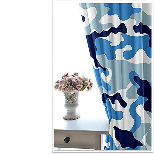 ZXDYLY Cortinas Salón Opacas con Ojales 2 Pieza Camuflaje Azul Marino Cortinas Dormitorio Cortinas Aislantes Termicas Ventana Visillos para Niños Y Ventanas de Salón 2X 117x229 cm (Ancho x Alto)