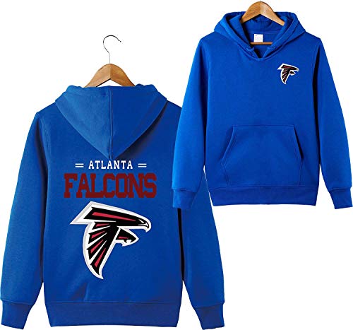 ZXTXGG Hombres 3D Atlanta Falcons NFL Patrón Uniforme Patrón Sudaderas Impresión Digital Amantes Sudaderas con Capucha(XL,Azul)