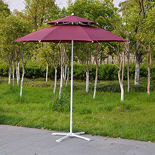 ZXYY Sombrilla de Patio para Exterior 7 pies para Mesa de Mercado para jardín terraza Patio Trasero y Piscina con 8 Varillas Base Cruzada y manivela