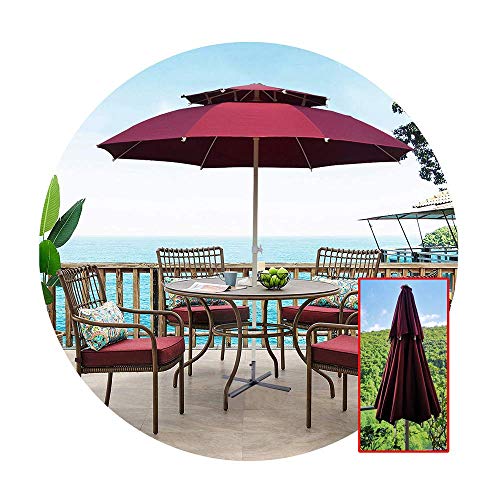 ZXYY Sombrilla de Patio para Exterior 7 pies para Mesa de Mercado para jardín terraza Patio Trasero y Piscina con 8 Varillas Base Cruzada y manivela