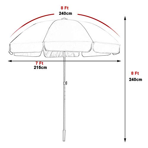 ZXYY Sombrilla Market de 240 cm protección Solar Varillas de Acero al Carbono para jardín balcón Piscina con Bolsa de Transporte