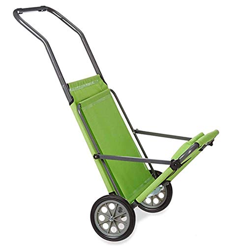 ZXYY Tumbona Plegable con Ruedas Sun Beach Tumbona con toldo y Respaldo Ajustable hasta 120 kg Verde 130x61x90 cm
