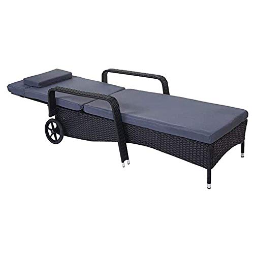 ZXYY Tumbona Sofá Tumbona Cama Ajustable Exterior Aluminio 197x71x108cm Antracita de polratratán con cojín Gris